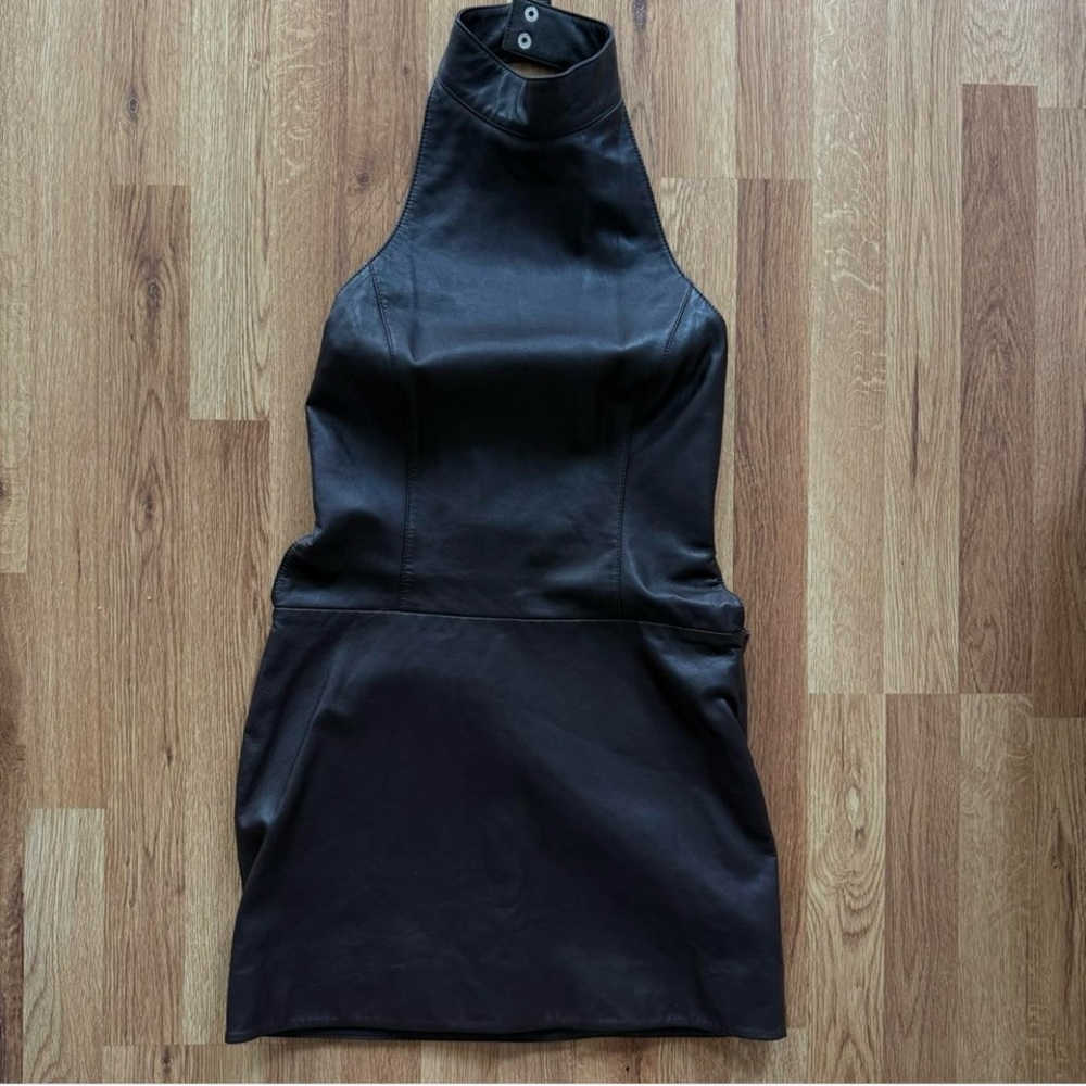 Retrofete Real Leather (Lambskin) Mocha Brown backless Dress size Small